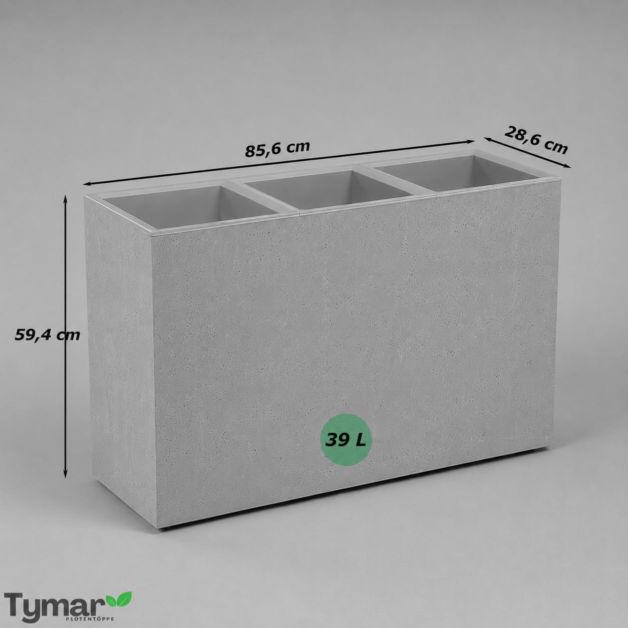 Tymar Donica na kółkach 90 x 30 x 60, prostokątna, imitacja betonu, tworzywo sztuczne, karo (kremowa)