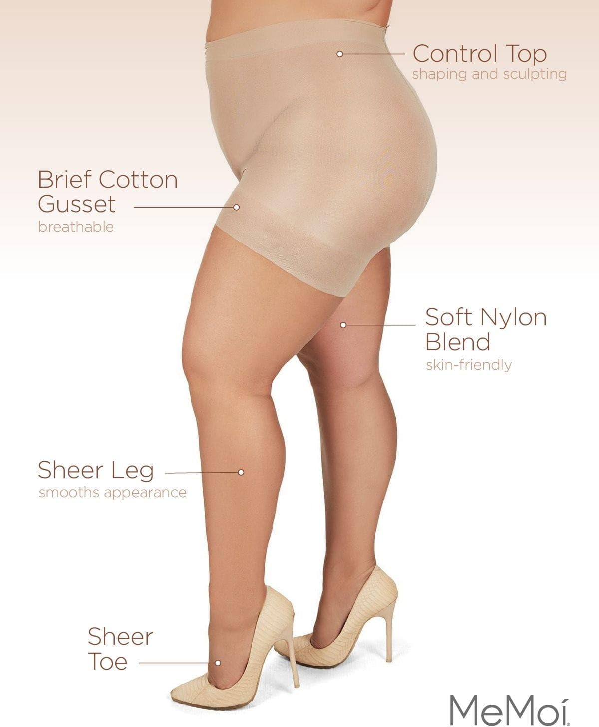 MeMoi Plus Size Curvy Control Top Pantyhose for Women, Comfortable Sheer Pantyhose, Lightweight Womens Stockings, Sizes 1X-QP - Image 3