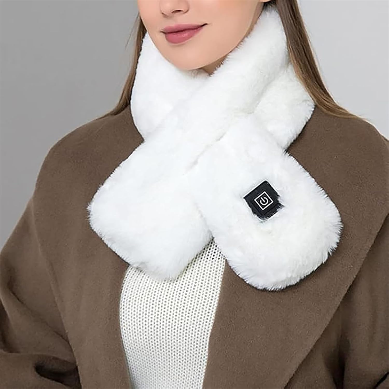 Voltex - Sciarpa riscaldata da donna, Voltex, sciarpa riscaldata elettrica Brylony, scaldacollo, sciarpa elettrica riscaldata da donna, ricaricabile tramite USB, colore: bianco