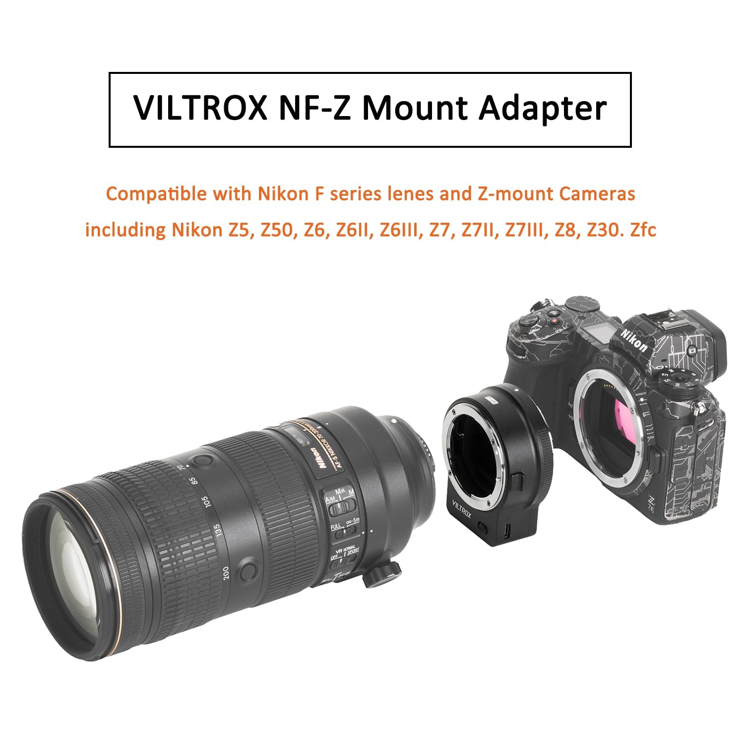 Nikon Z Lens VILTROX NF-Z Auto Focus Lens Adapter Lens