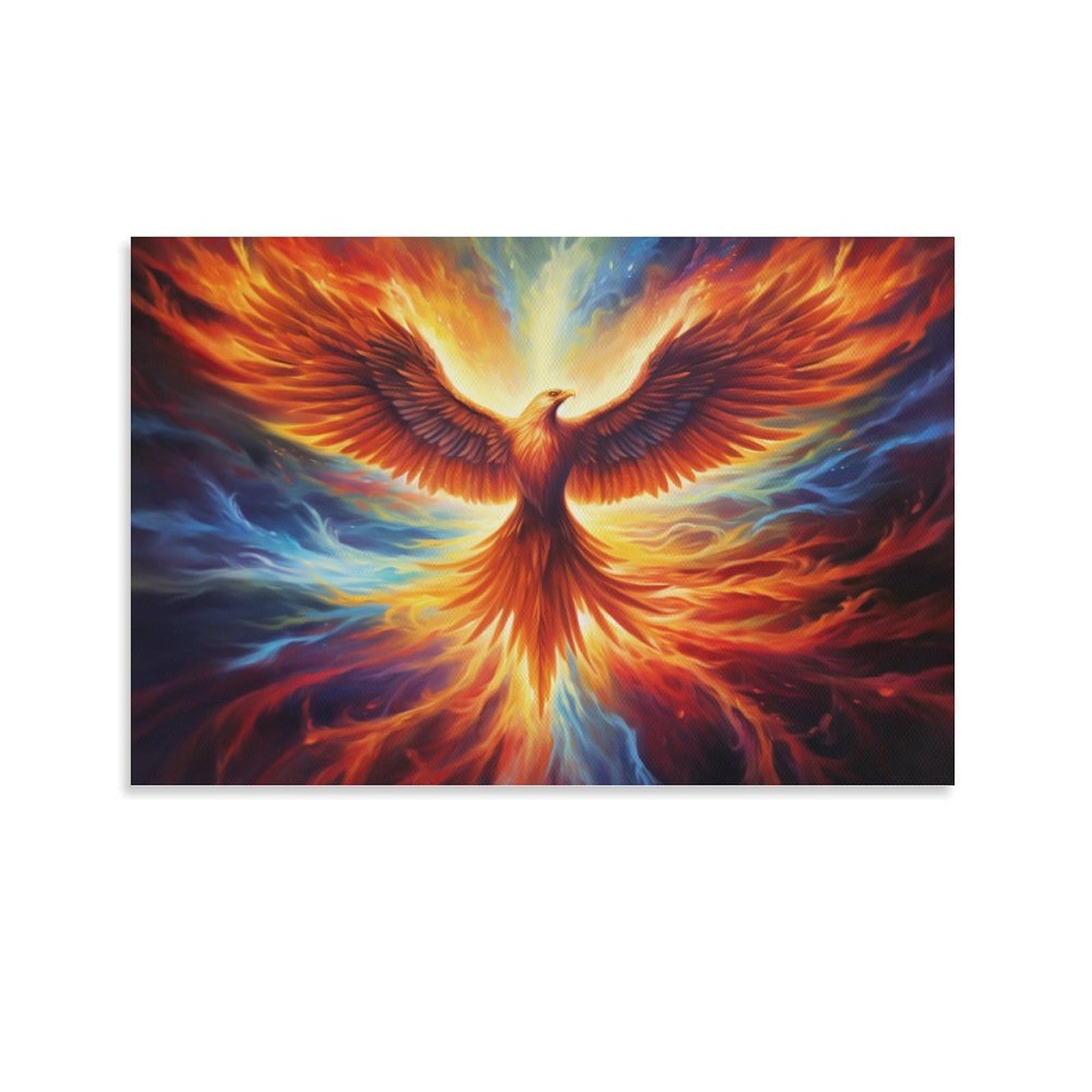 Majestic Fantasy Vibrant Rising Fire Bird Phoenix Pictures Paintings Wall Decor Canvas Wall Art Photo Prints Posters for Room Aesthetic Bedroom Living Room Decor for Mens Framed Unframed 24x36inch(60x