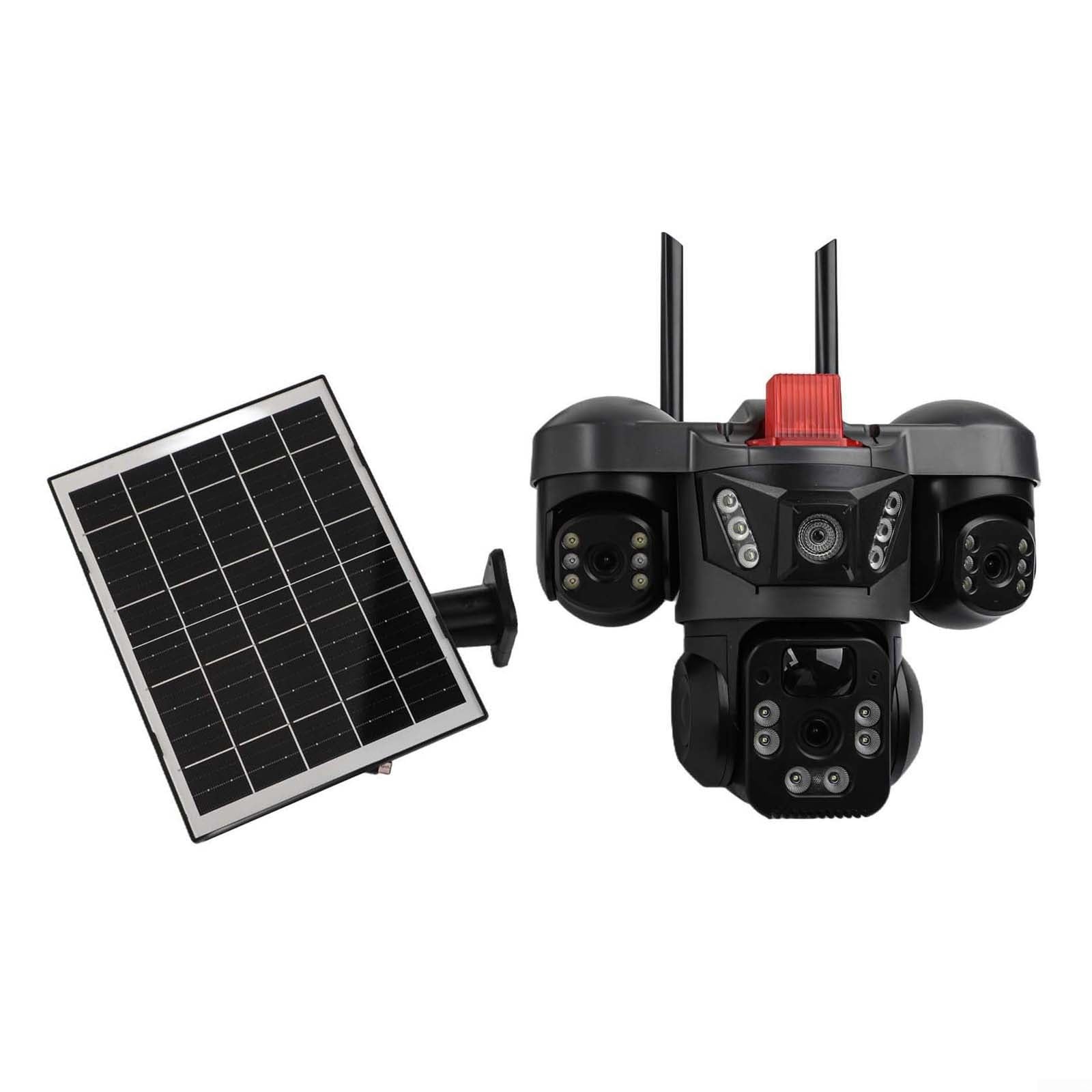 V380 PRO Caméra de sécurité solaire 4K à 3 objectifs avec double détection infrarouge et couleur sombre, détection de mouvement, audio bidirectionnel V380 PRO (Wi-Fi solaire)