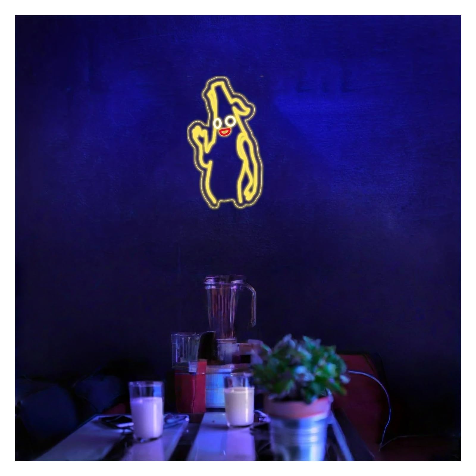 Decoración Lámparas Letrero De Neón Con Forma De Plátano, Divertido Y Bonito, Con Luz LED Regulable Para Dormitorio, Restaurante, Frutería, Sala De Juegos Decoración, 35cm