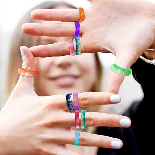 Miniatura 8 de SENHAI - 3 moldes de resina de silicona de diferentes formas, 8 tamaños, para anillos de bricolaje, aretes, colgantes de collares, llaveros,