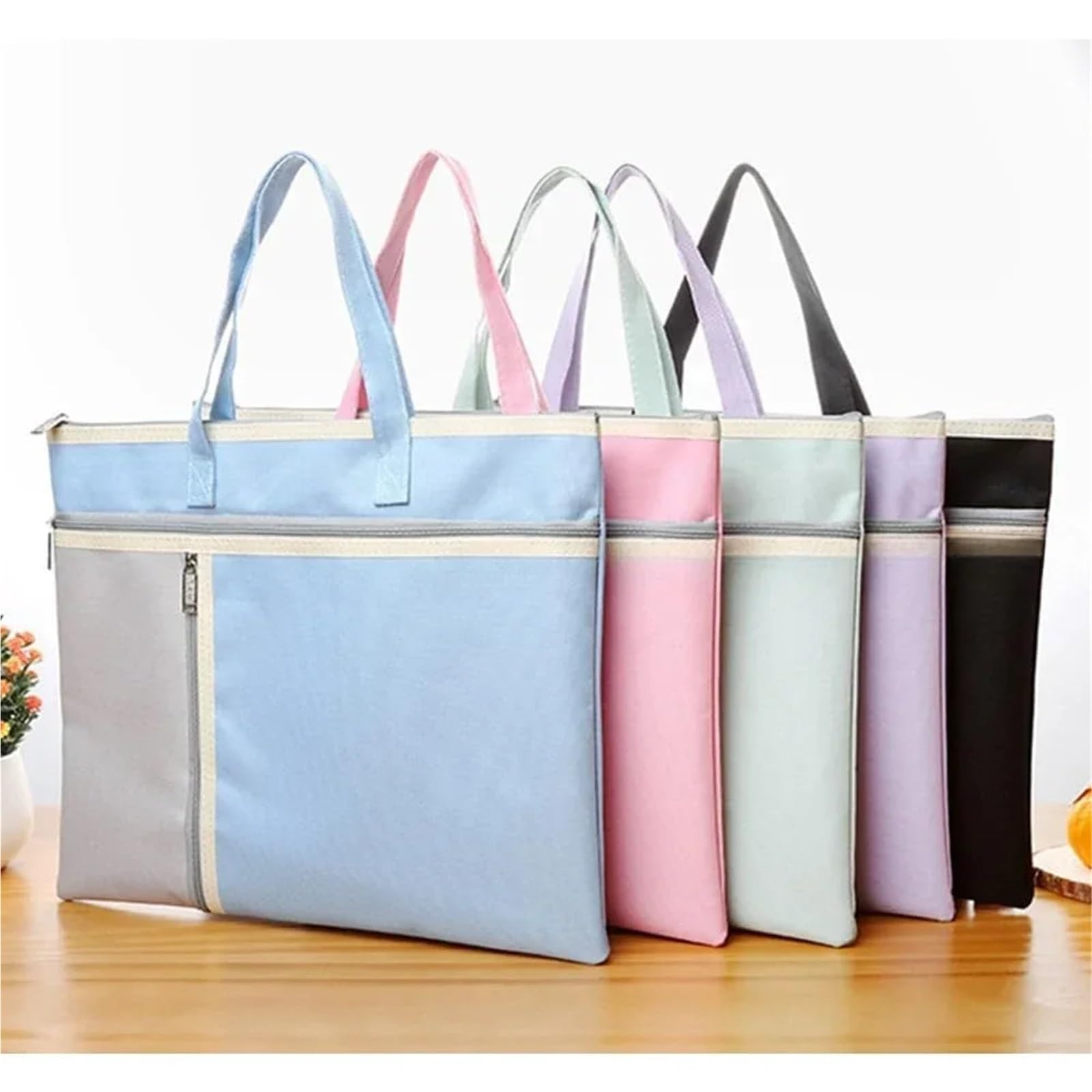 Borsa portadocumenti artistica con cerniera e manico, grande capacità, borsa Oxford, contenitore for opere d'arte, formato A3 Per Opere D'arte, Tela, Fotografia(Blue)