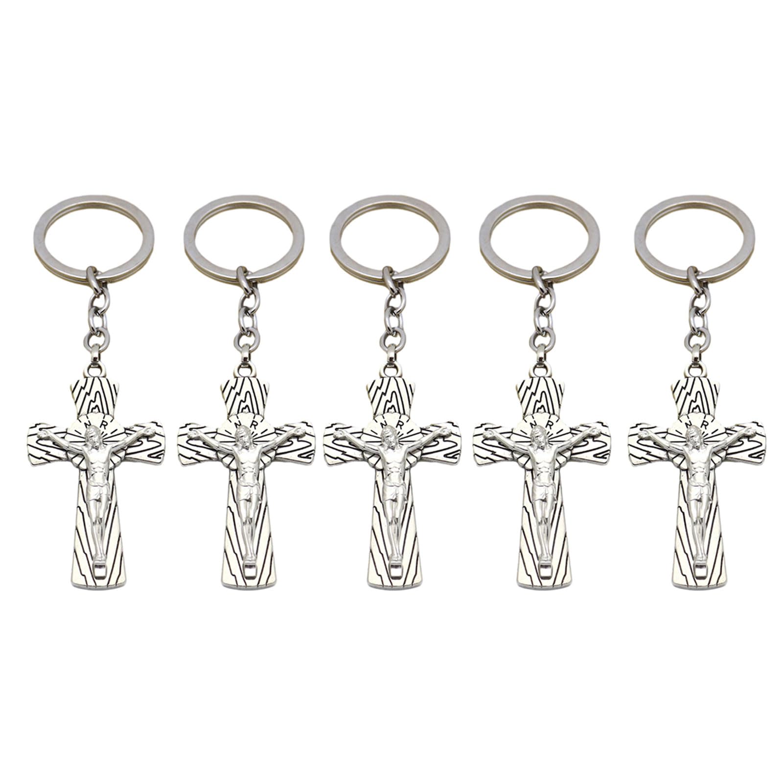 Tsophreniq 5PC Charm Cross Pendants Keychains Keyrings Bag Car KeyChains Rings Pendants