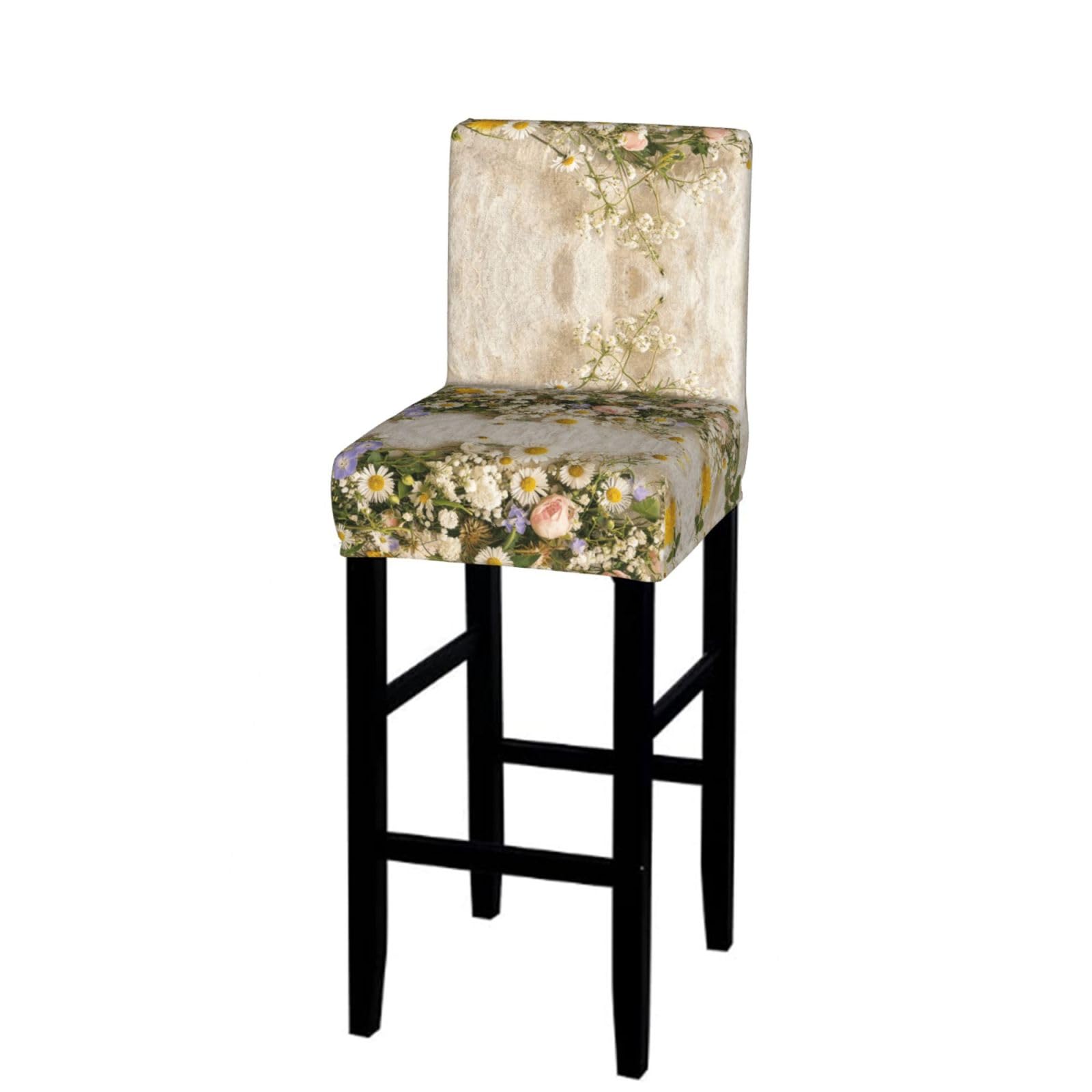 CNTDBU Wildflower Vintage Pattern Bar Stool Cover-Stretchy Chair Slipcover for Kitchen