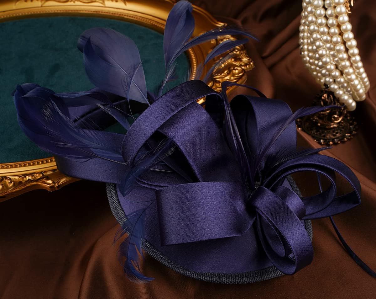 Cizoe Kentucky Derby Fascinators for Women High Tea Party Hat Wedding Cocktail Flower Headware with Mesh and Feathers - Image 4