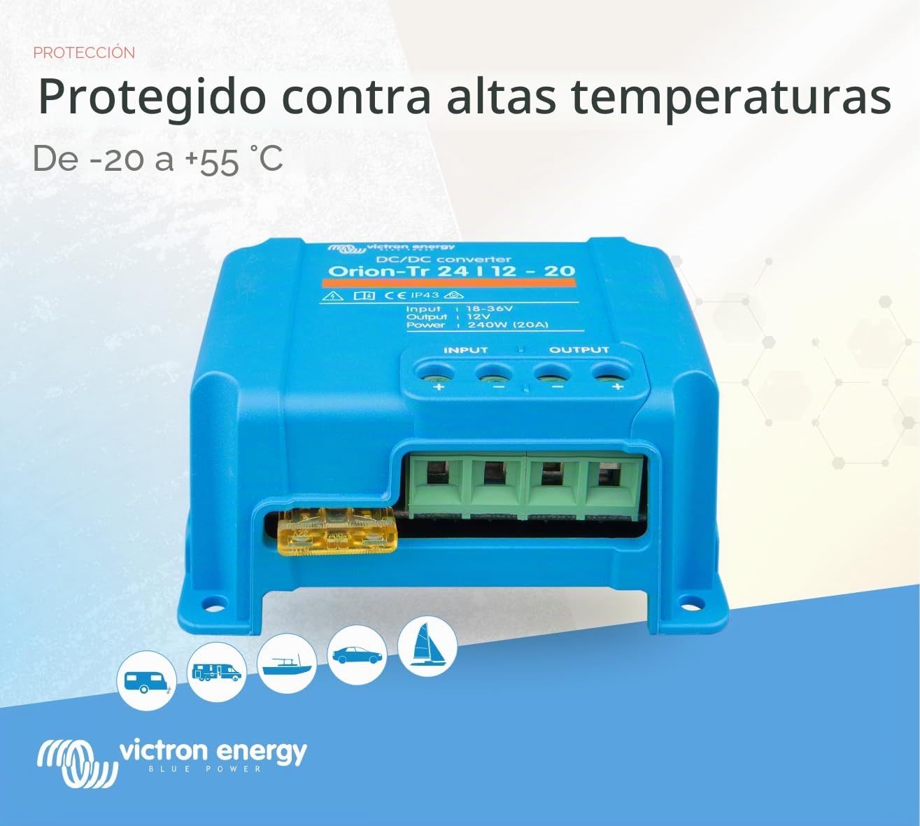 Victron Energy Orion-Tr IP43 24/12-Voltios 20 amperios 240-Watt Convertidor de CC a CC No aislado, Retail