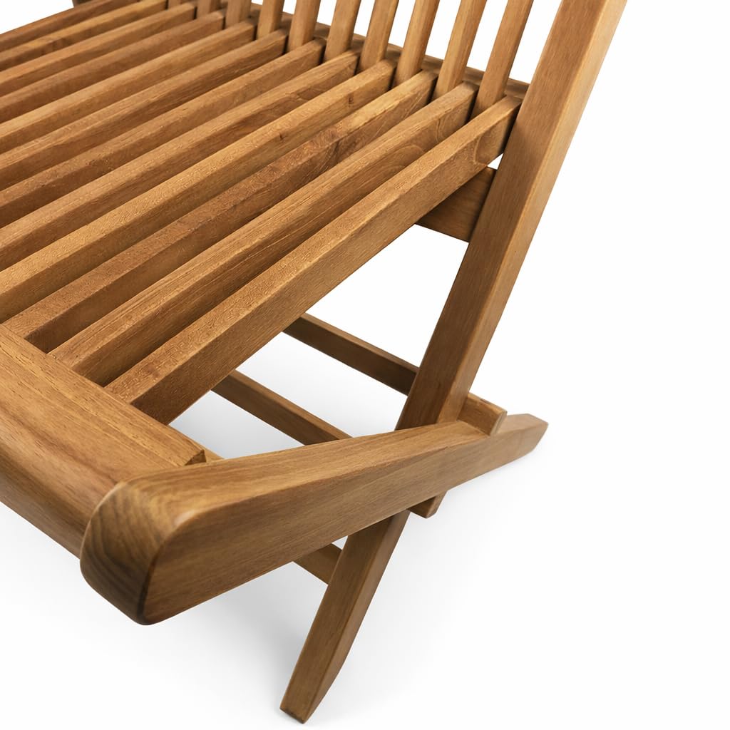Set di 2 Sedie Pieghevoli Pinta in Legno Teak | Poltrone di Design, Resistenti per Giardino, Terrazza e Balcone | Certificato FSC (Pinta, Senza Cuscino)