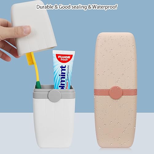 Miniatura 3 de Skycase Estuche para cepillos de dientes de viaje, 2 unidades Caja de almacenamiento de pasta de dientes, taza portátil para cepillos de dientes,