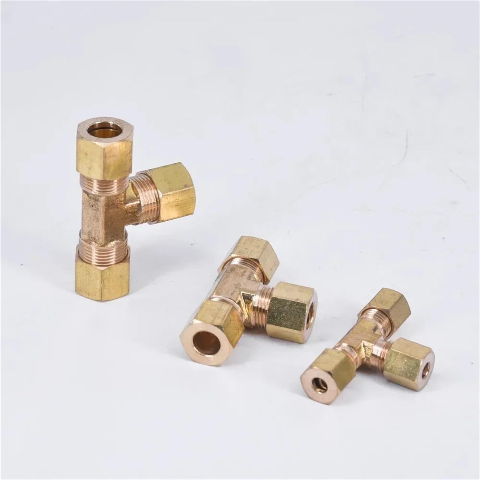 Schlauchverbinder aus Messing Fittings T-Stück Sanitärrohr Messing T-Stück 3 Wege Kompression Union Fitting Wasser Gas Öl Anschluss Rohr Fitting T(5pcs 15.88mm 5l8 Inch)