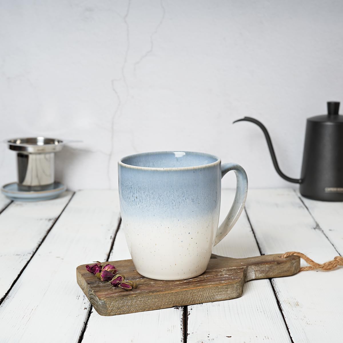 Bosmarlin Ceramic Tea Cup with Infuser and Lid, 16 Oz, 4 Color to Choose Dishwasher and Microwave Safe, Gradient Color Glaze, Steeping Tea Mug with Strainer (Blue) - Image 4