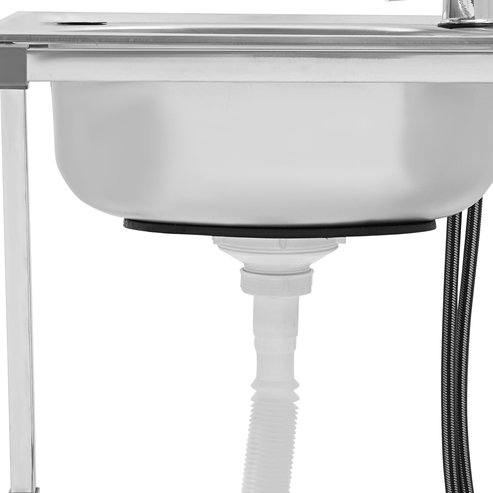Lavabo de acero inoxidable para exteriores, fregadero móvil independiente, montaje rápido, fregadero de cocina comercial con grifo (42 x 37 x 75 cm)