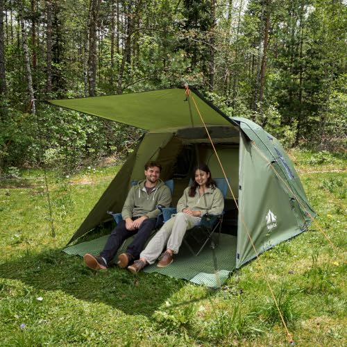 Carpa espaciosa para camping de 4 personas: acomoda colchoneta queen y equipo con vestíbulo miniatura 3