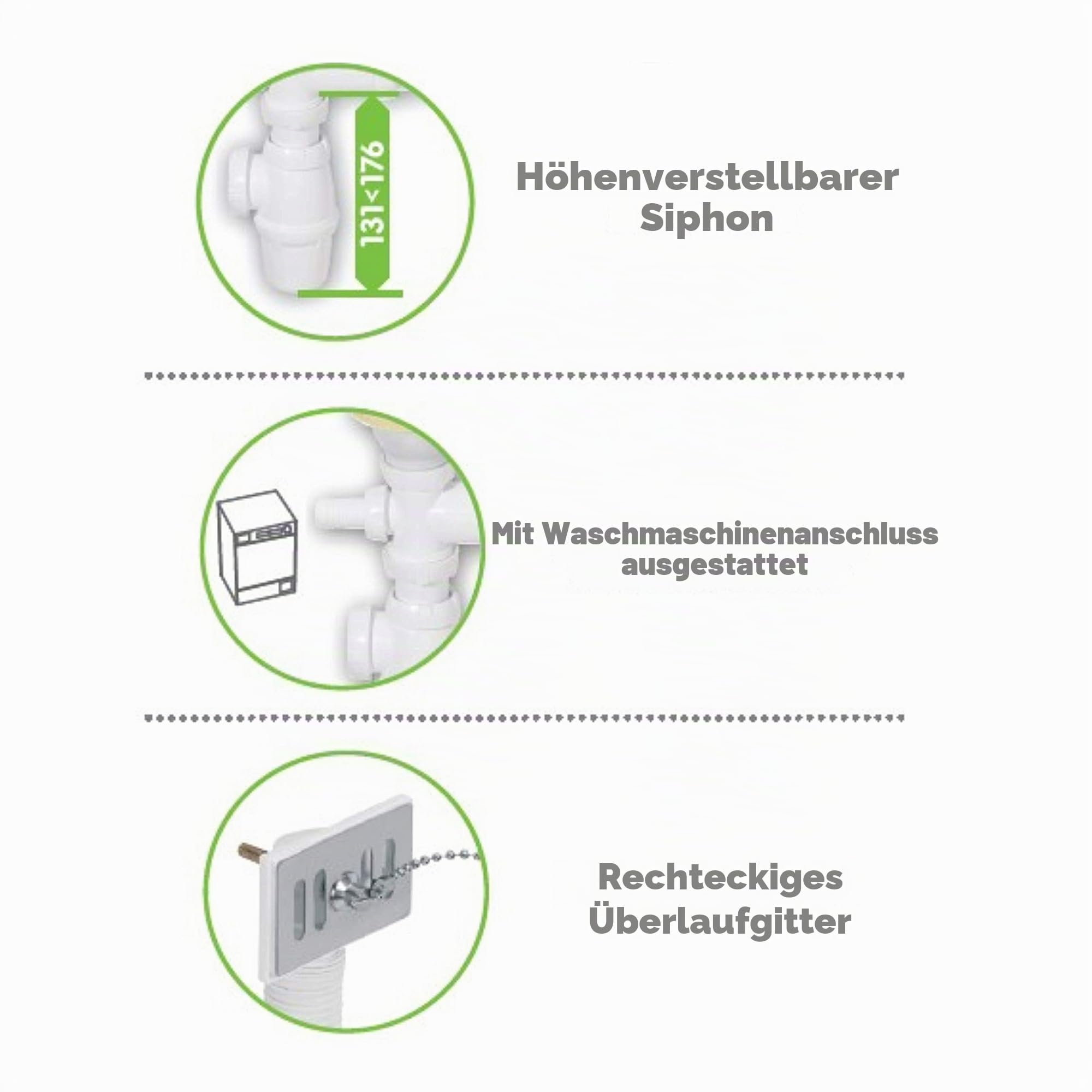 Wirquin 30721103 Spülenablauf D60, 2 Becken