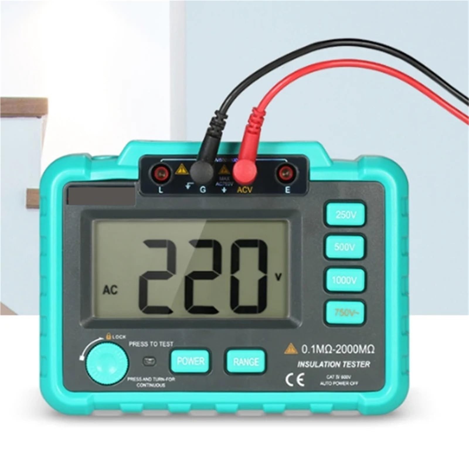 Miernik rezystancji, VC60B + Tester izolacji Tester rezystancji impedancji uziemienia DC250V/1000V Mediana megaomów Cyfrowy miernik rezystancji izolacji