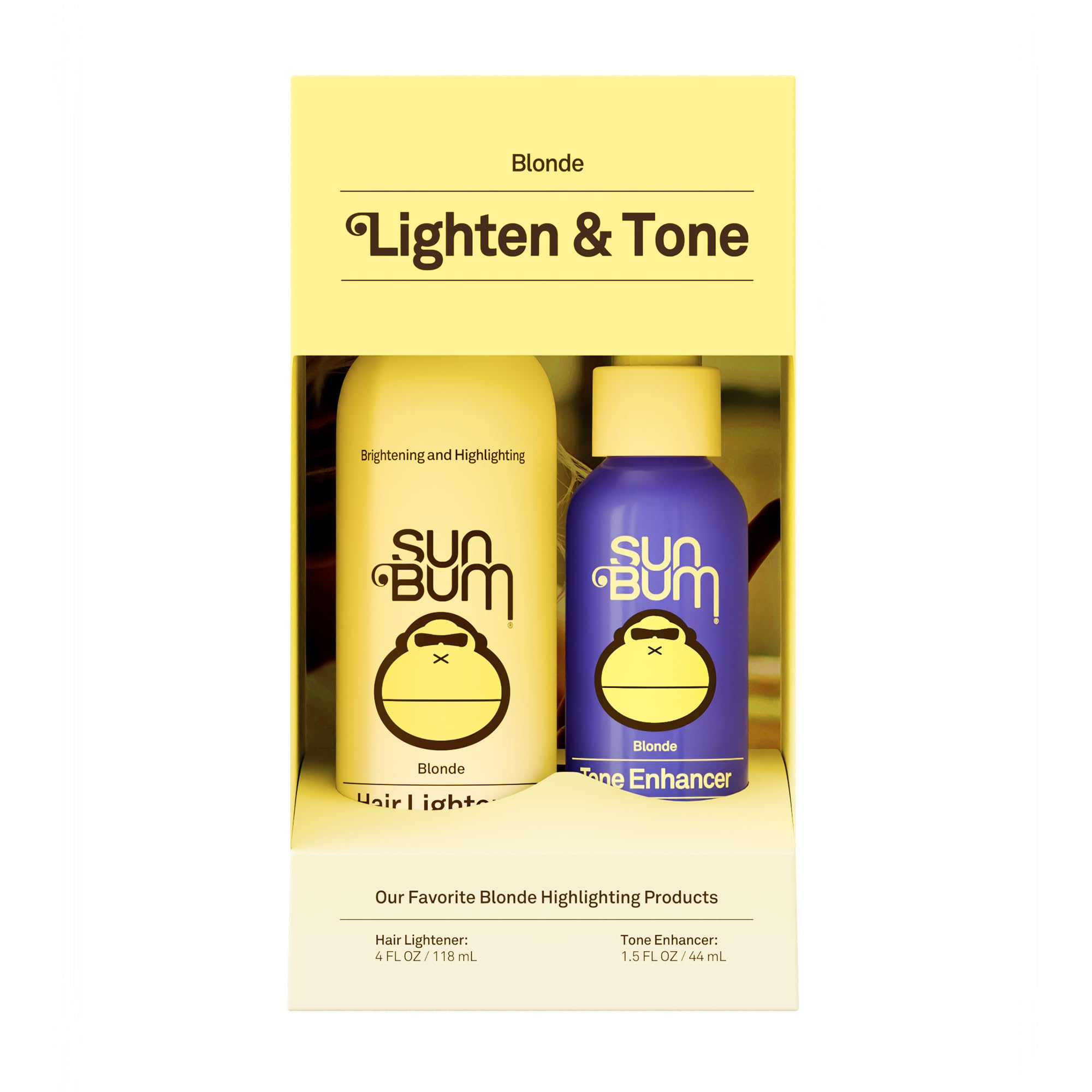 Sun Bum Hair Lightener and Toner Kit for Blonde Hair - 4.5 oz, 1.5 oz | Enhances Tone, Color, and Shine, UV Protecting, Vegan
