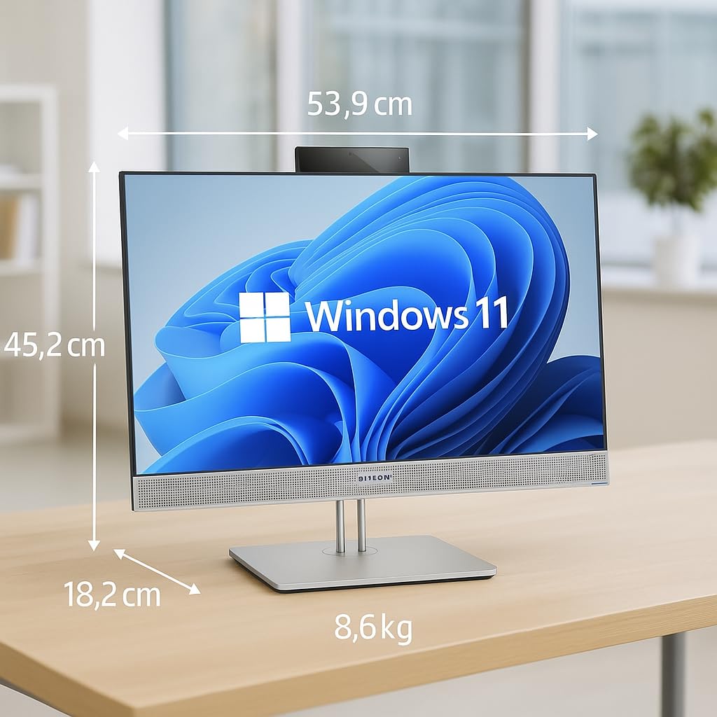 HP EliteOne 800 G4 All-In-One PC 23.8" FHD i5-8500 16GB RAM SSD 512GB Webcam Wi-Fi Windows 11 Pro Office 2021