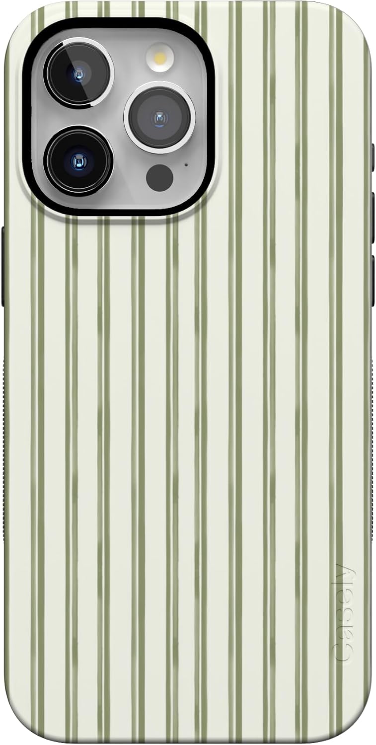 Casely iPhone 15 Pro Case | Linen Stripe | The Boyfriend Collection | Bold Protective Design | Compatible with MagSafe