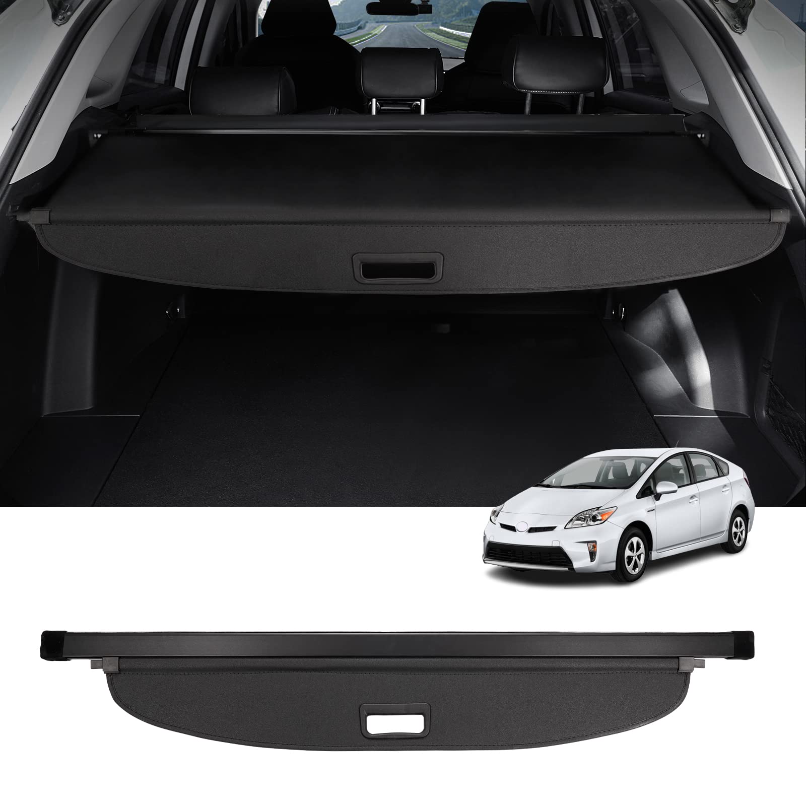 Photo 1 of ***STOCK PHOTO FOR REFERENCE ONLY **Powerty Cargo Cover for 2010-2014 2015 Toyota Prius 1.8L Accessories Trunk Cover Retractable Trunk Shielding Shade Privacy Covers?Not Fit Toyota Prius C and Toyota Prius V?