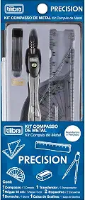 Tilibra - Kit Compasso Escolar Precision 7 Peças com Estojo