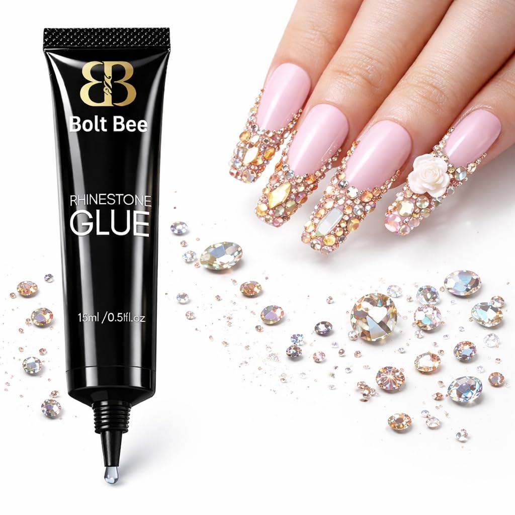 Bolt Bee Rhinestone Glue 15ml – Strong Nail Glue for Rhinestones, Nail Art Adhesive for Crystals, Gems & Charms, Long-Lasting Nail Decoration Glue for Acrylic, Gel & Press-On Nails-image-17