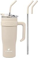 Vista 7 de HYDRAFLOW Capri - Vaso de 20 onzas con popote – Vaso aislado al vacío de triple pared – Vaso aislado al vacío – Vaso de acero inoxidable – Vaso