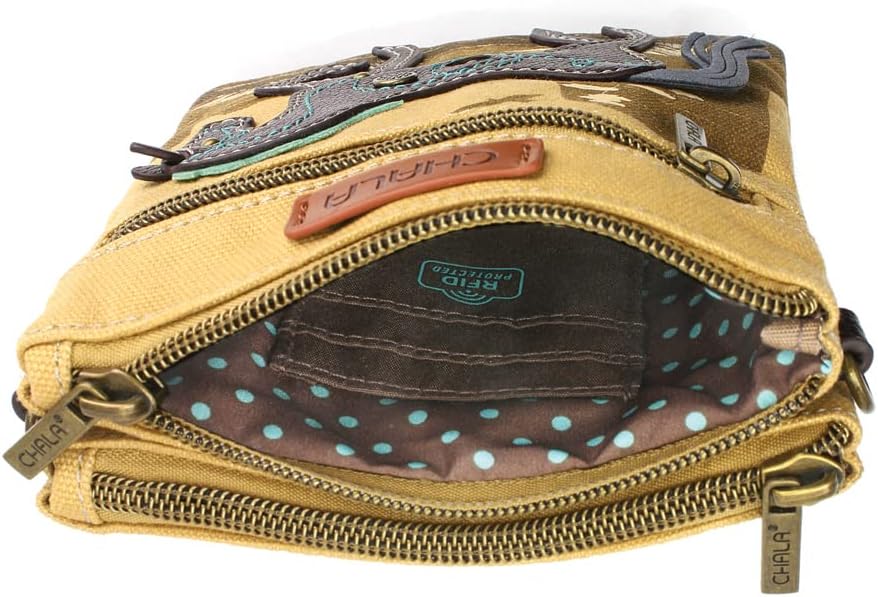 CHALA Double Pocket Xbody Women RFID Protected Canvas Crossody Purse with Adjustable Strap | Double Pocket, Xbody, RFID Protected, Adjustable Strap - Image 5