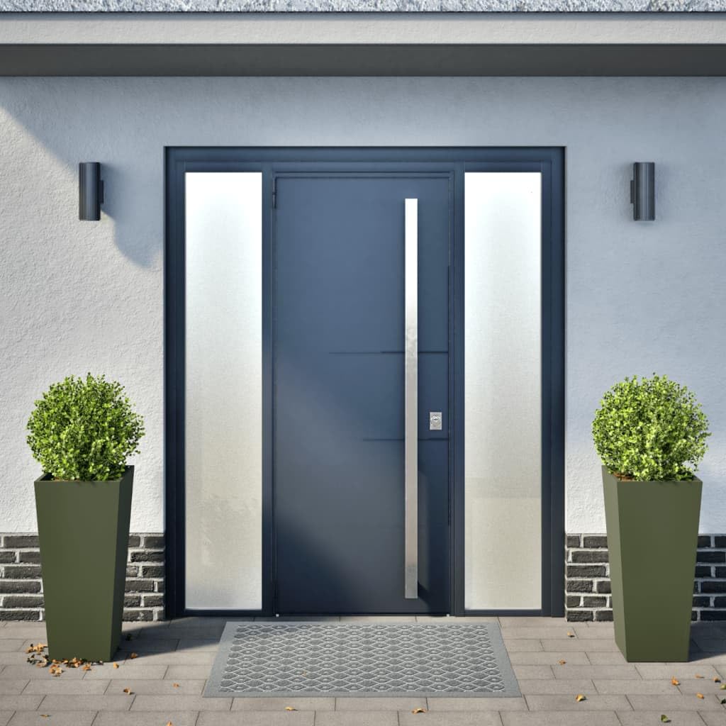 Générique Fioriere in acciaio, 2 pezzi, verde oliva, 35 x 35 x 75 cm | Senza fori di drenaggio, antiruggine, antierbacce, per balcone patio