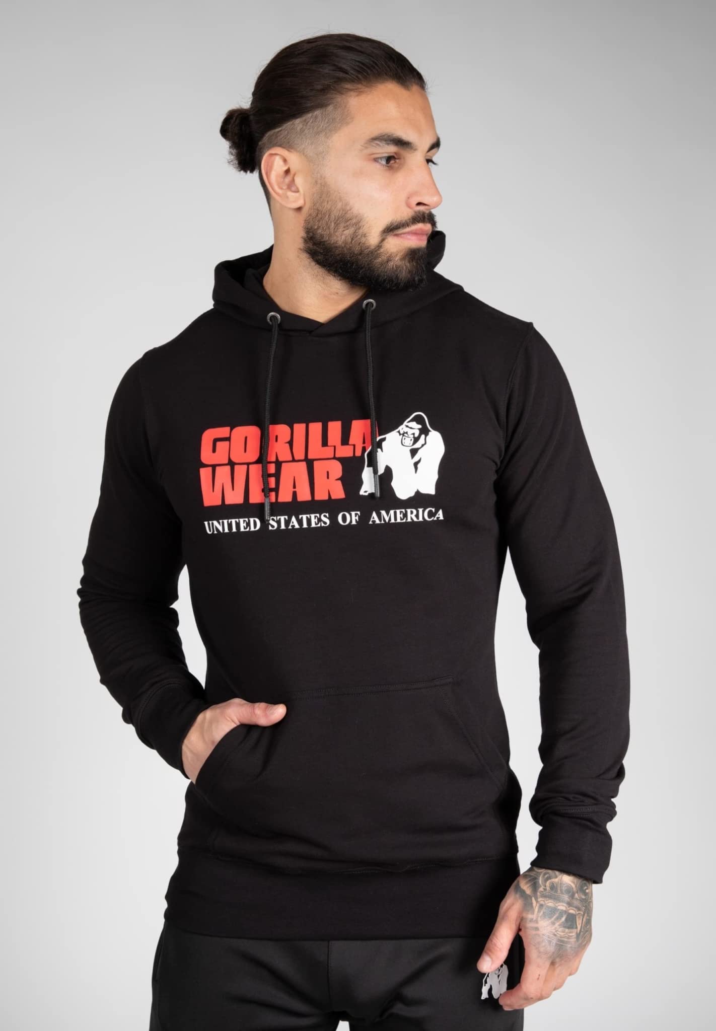 Gorilla Wear Męska klasyczna bluza z kapturem, czarny, S