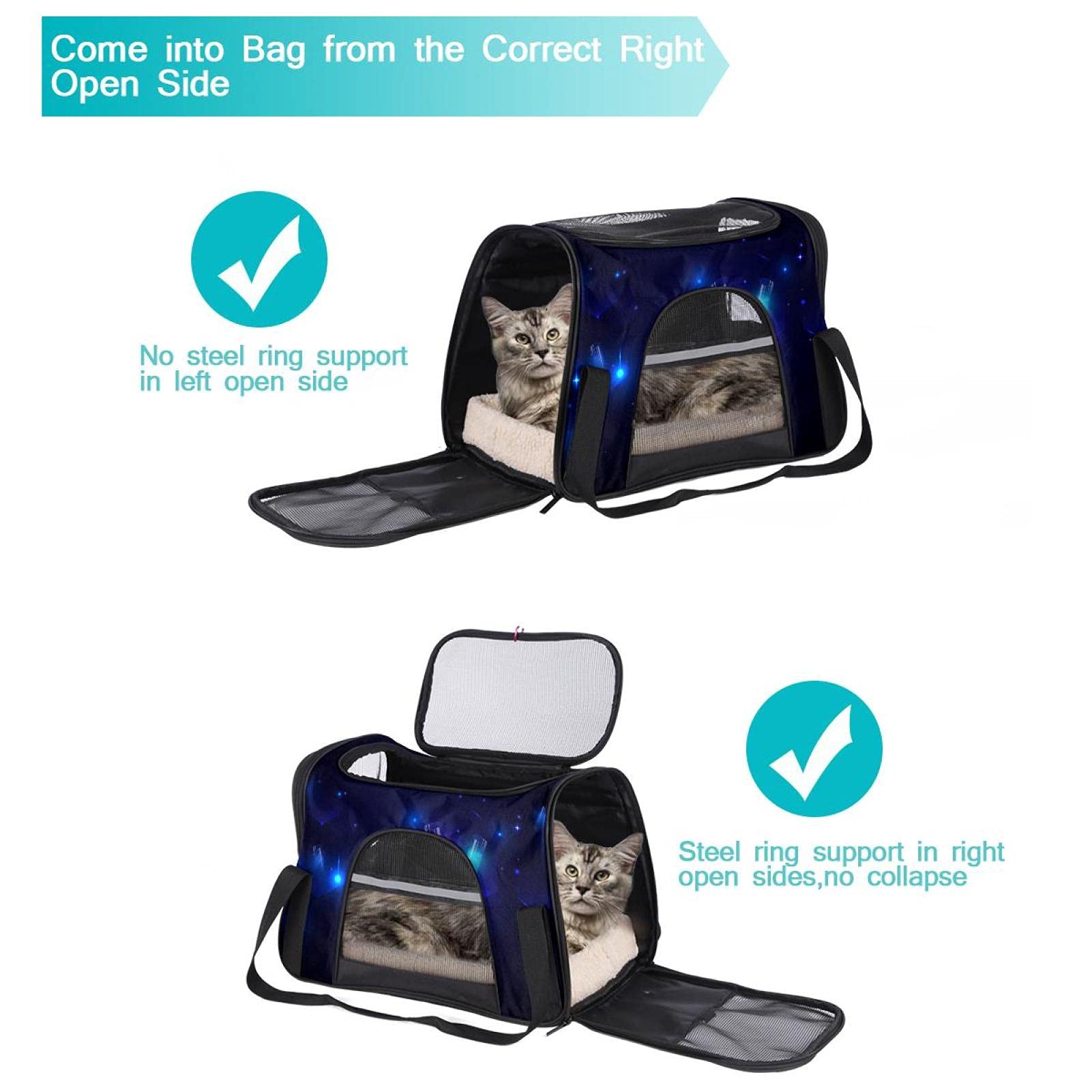 Bolsa portátil de viaje para mascotas, bolsas de lona aprobadas por aerolíneas para gato y conejo, con impresión futurista de laboratorio de ciencia de cara suave