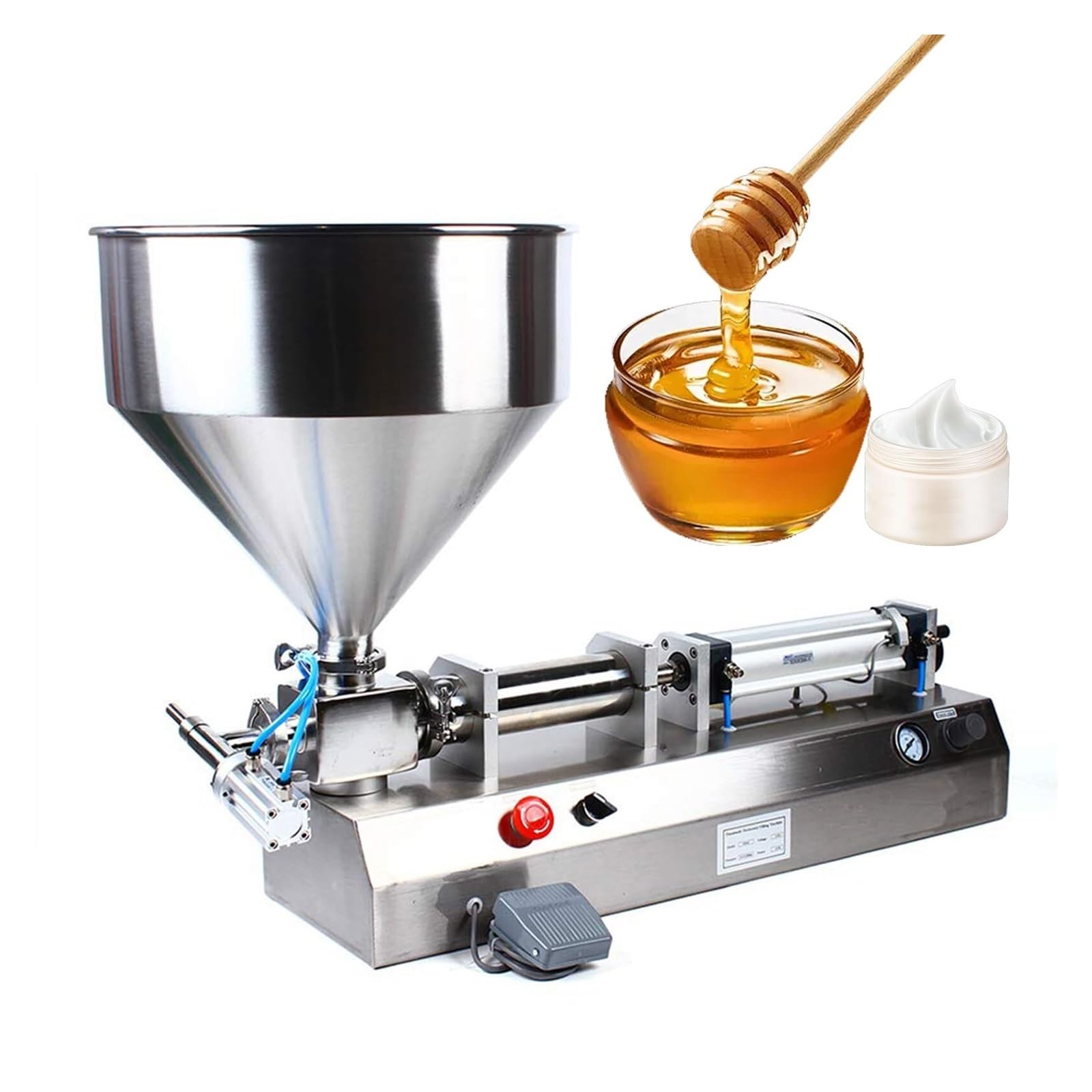 Riempitrice liquida 50-500ml, Riempitrice pneumatica a testa singola con tramoggia per creme, shampoo, cosmetici, produzione alimentare