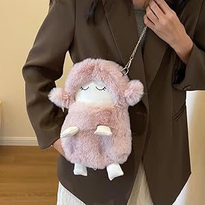 HOOLRZI Borse 2023 NUOVA Borsa a tracolla Borsa a tracolla in peluche carina per pecore Borsa a catena versatile per borsa per cellulare alla moda da donna