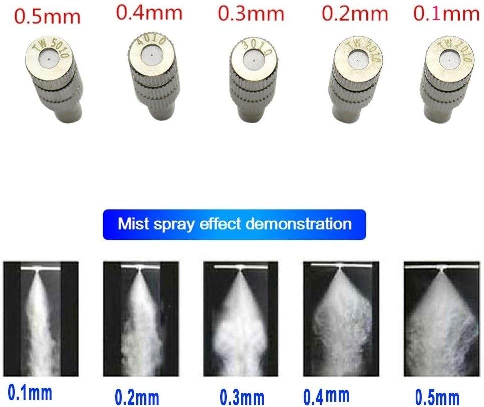 40pcs Brass Misting Nozzles for Outdoor Cooling System Mister Nozzle Atomizing Misting Sprayer Fog Nozzles for Garden, Humidification, Landscaping, Dust Control, 0.004-0.02Inch (Size : 0.2mm)