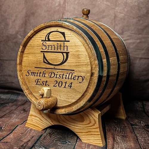 Miniatura 2 de Barril de envejecimiento personalizado de alta calidad, diseño de letra, barril de madera de roble personalizado, perfecto para whisky, bourbon,
