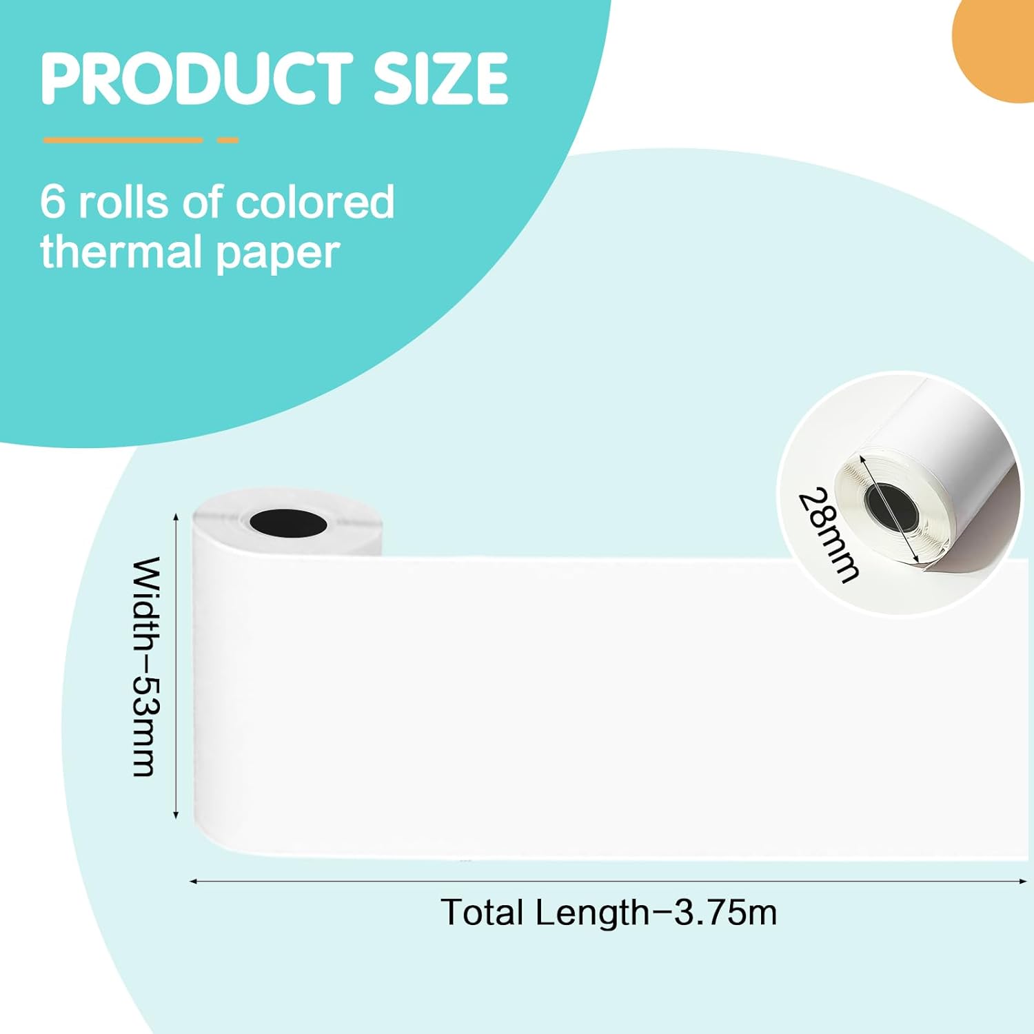 6 Rolls Mini Printer Sticker Thermal Paper Compatible M02/T02, White Self-adhesive paper 53x28mm, Mini Photo Printer Sticker to Print Photo, Note, Journal, Memo - Image 4