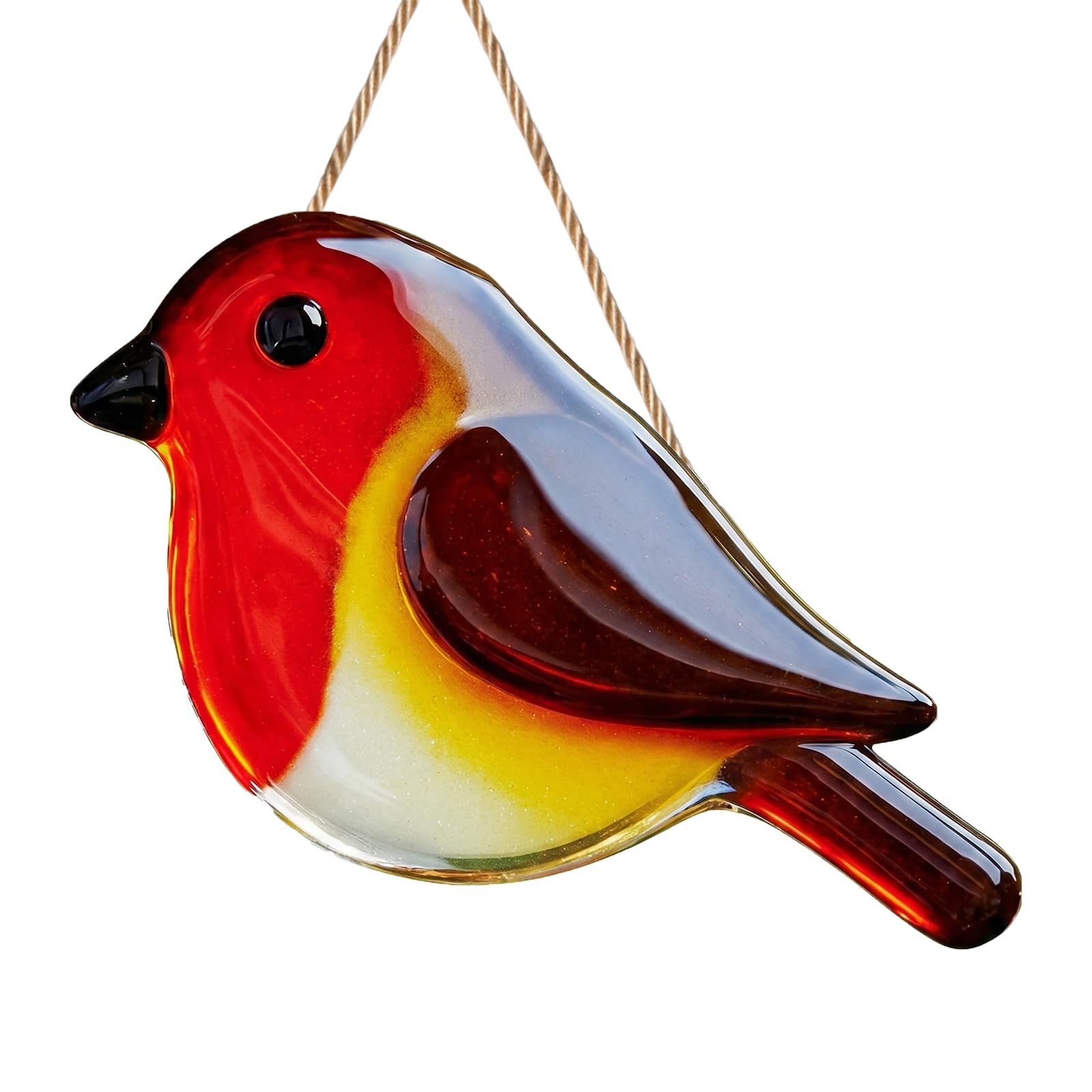 Robin Sun Catcher, Stained Glass Sun Catchers for Windows, Bird Acrylic Suncatcher, Colourful Garden Hanging Ornament, Robin Suncatchers Home Decor for Patio, Kitchen & Balcony