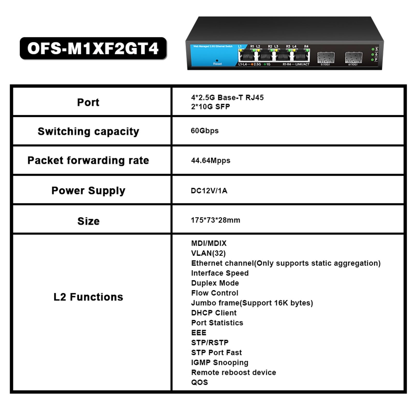 Web gestito 5 8 porte 2.5G switch di rete VLAN 2.5gbe RJ45 hub ethernet 10gbe sfp+ con aggregazione di collegamento Qos (6 porte US Plug)