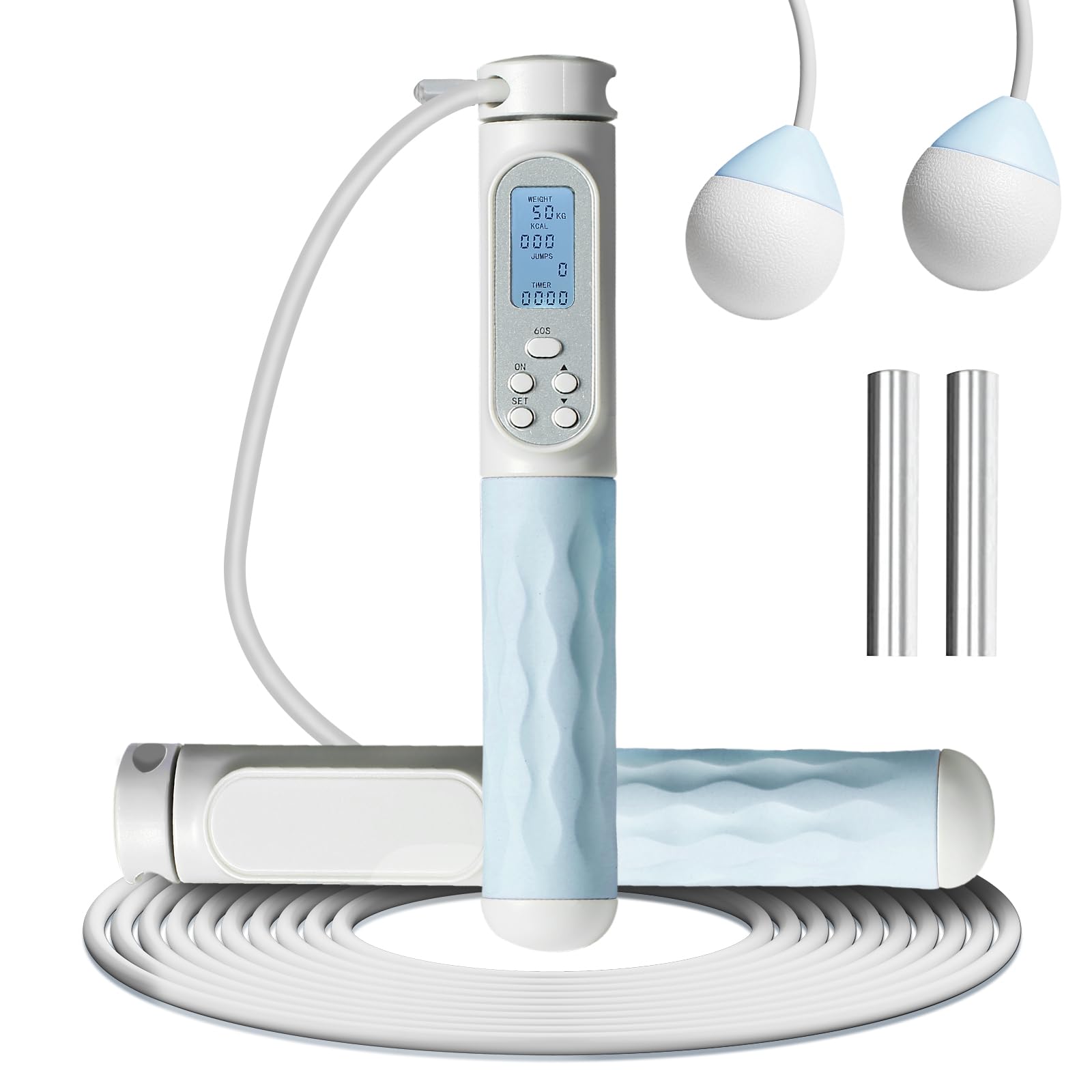 GOOGIC Weighted Jump Rope withe Counter, Cordless Jump ropes with HD Screen for Exercise Fitness, Wireless Skipping Rope for Men Women Kids (Indoor/Outdoor)