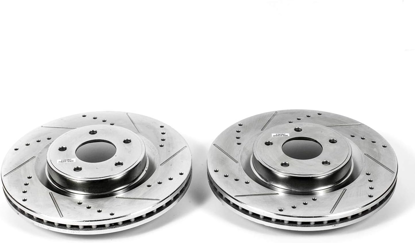 PowerStop Evolution Front Brake Rotors For INFINITI JX35 2013 |Q50 2014-24 |Q60 2017-22 |QX50 2016-17 |QX60 2014-20 |Murano 2015-24 - Drilled and Slotted Performance Disc Rotors Upgrade, JBR1559XPR