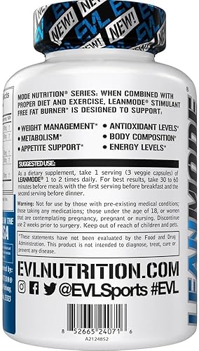 Miniatura 4 de EVL LEANMODE Soporte para pérdida de peso apoyo del metabolismo no estimulante y apoyo del apetito para hombres y mujeres modo magro con grano de
