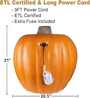 Vista 3 de Linterna Jack O' de 21 pulgadas, decoración navideña de calabaza de Halloween extra grande iluminada, faroles de calabaza preiluminados