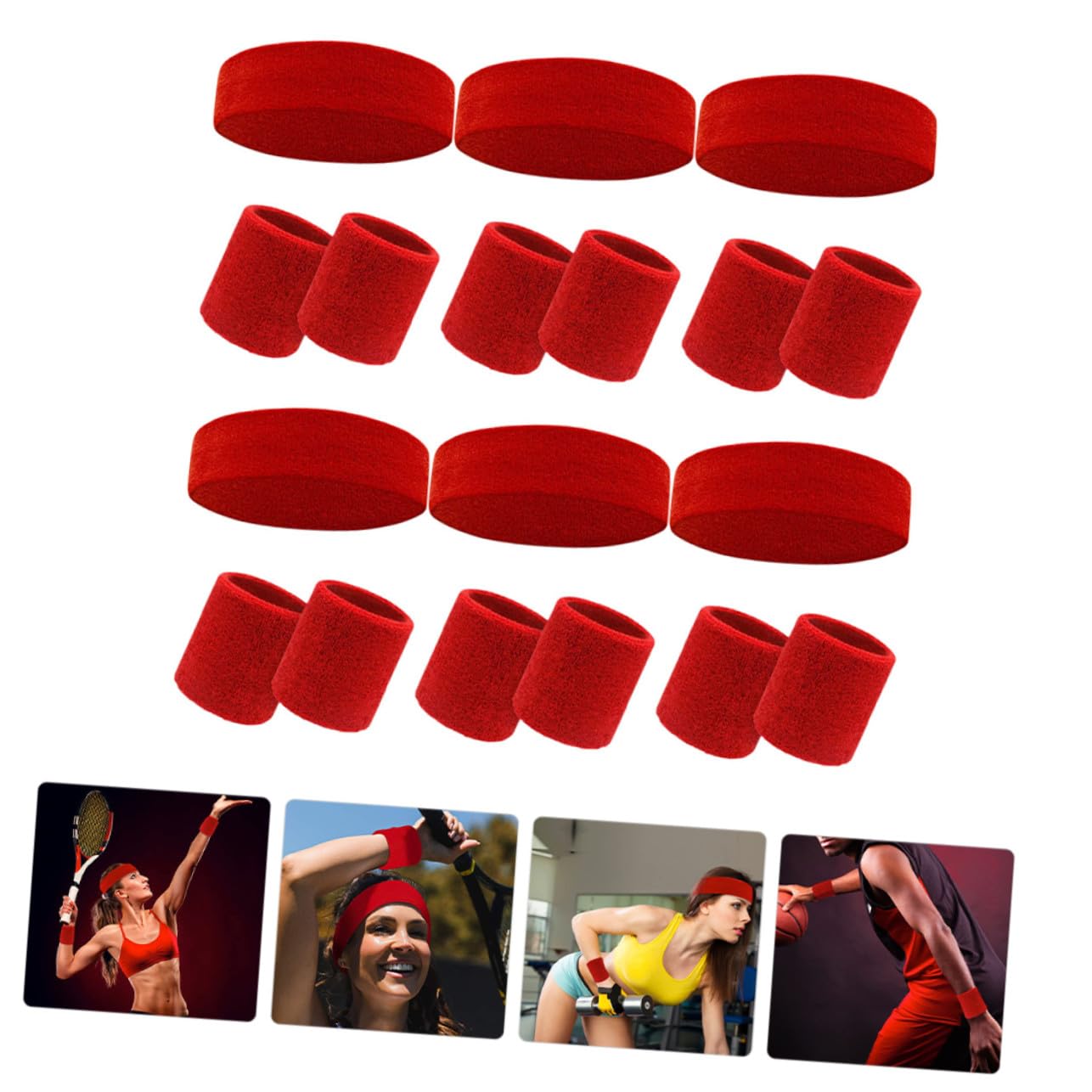 Schweißband Satz aus Polyester in Rot, 1 Satz für Sport