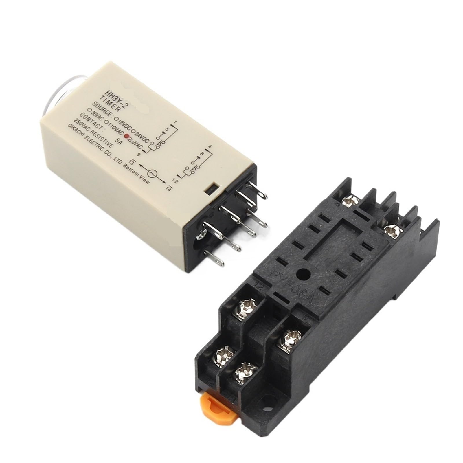 Interrupteur à relais temporisé H3Y-2 DC12V avec temporisation réglable de 0 à 60 secondes