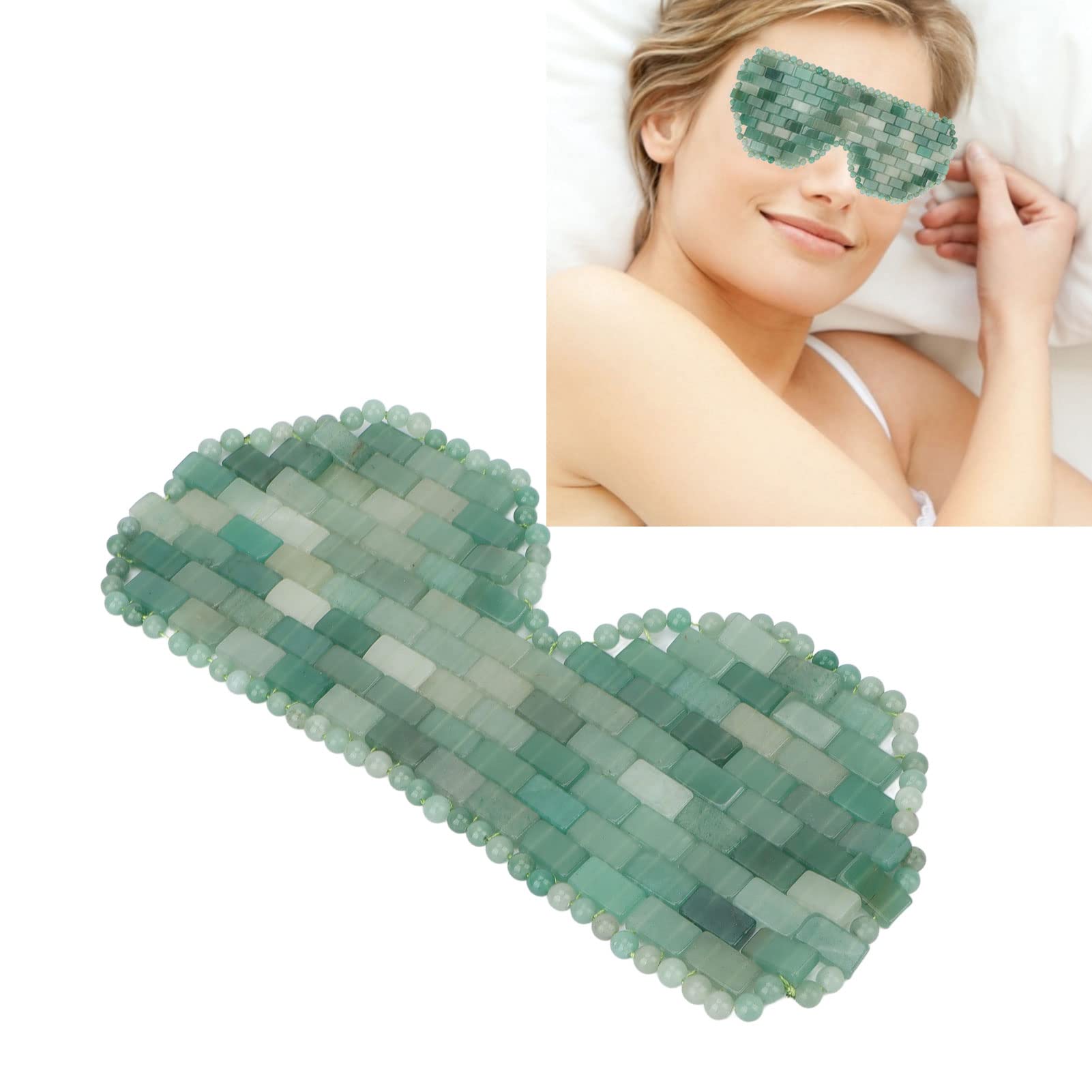 Jadestone-Augenpads zur Reduzierung von Augenringen und zur Hautverjüngung. Kühlstein für nächtliche Hautpflege und Entspannung (Grüner Aventurin)