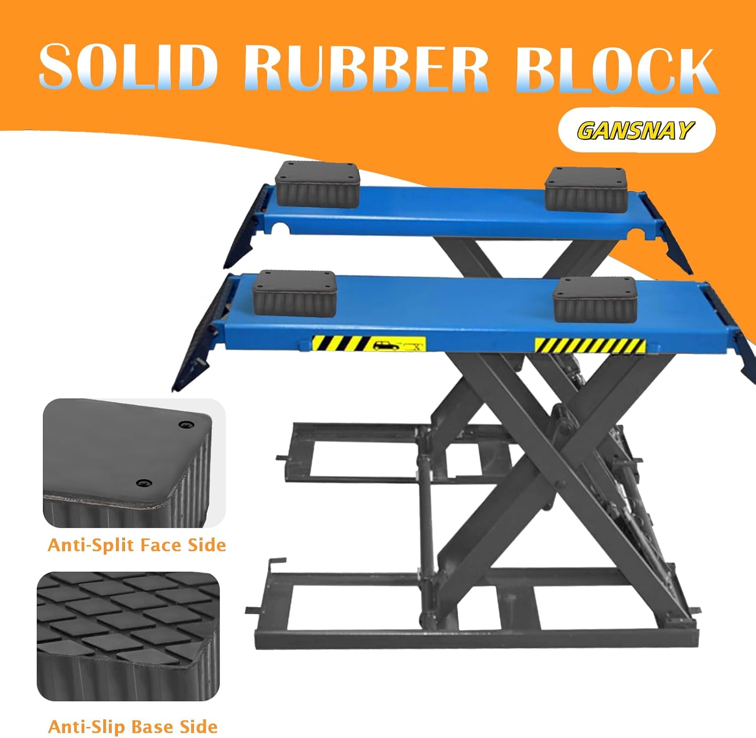 Rubber Blocks for Car Lift, Auto Lift Pads with Nylon Anti-Cut Layer, Non-Slip Spacer Blocks for Racks and Jacks, 6000lbs Capacity, 4 Pack of 6-1/3" x 4-3/4" x 2"