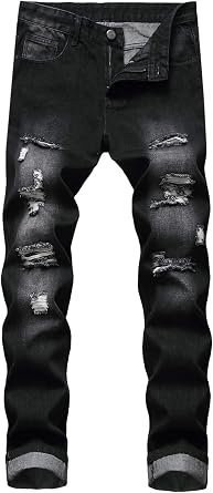 Men's Casual Stylish Straight Slim Fit Jeans Young Hiphop Skinny Denim Pants