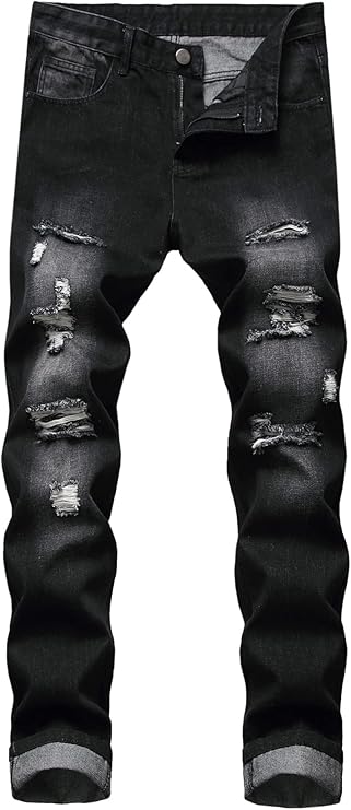 Men's Casual Stylish Straight Slim Fit Jeans Young Hiphop Skinny Denim Pants