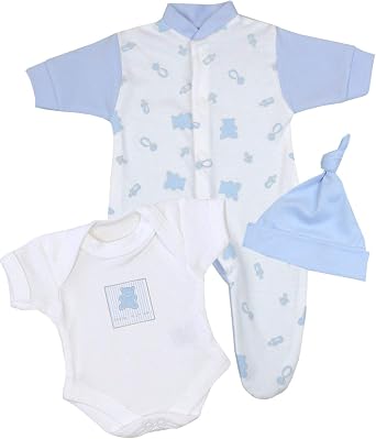 BabyPrem Premature Baby Clothes 3 Piece Set - Sleepsuit, Bodysuit & Hat